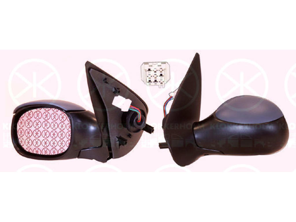 Exterior Mirror, Left, for electric mirror adjustment, Connector Shape: angular, Heatable, w/primer, Aspherical