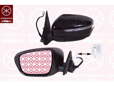 Exterior Mirror, Left, Electronically foldable, for electric mirror adjustment, Number of pins: 9, w/primer, Heatable, Convex