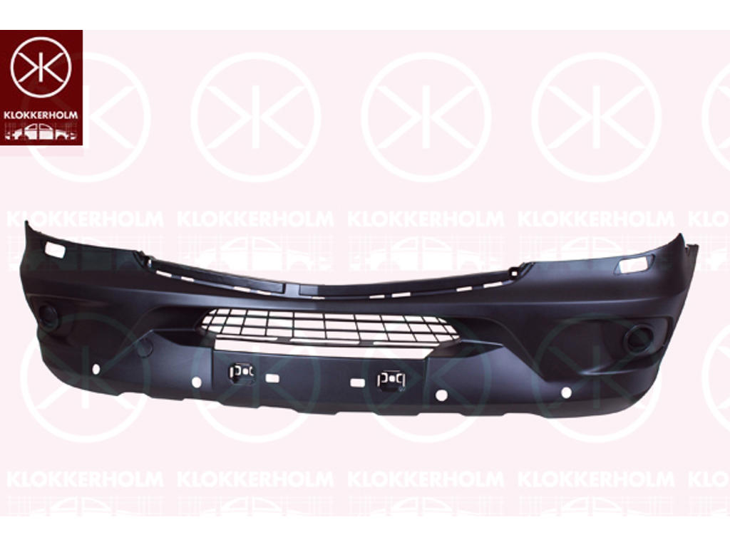 Bumper, Front, with hole(s) for washer nozzle, with hole(s) for park distance control, black