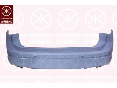 Bumper, w/primer, with hole(s) for park assist (parallel parking), Rear, Number of bores: 6