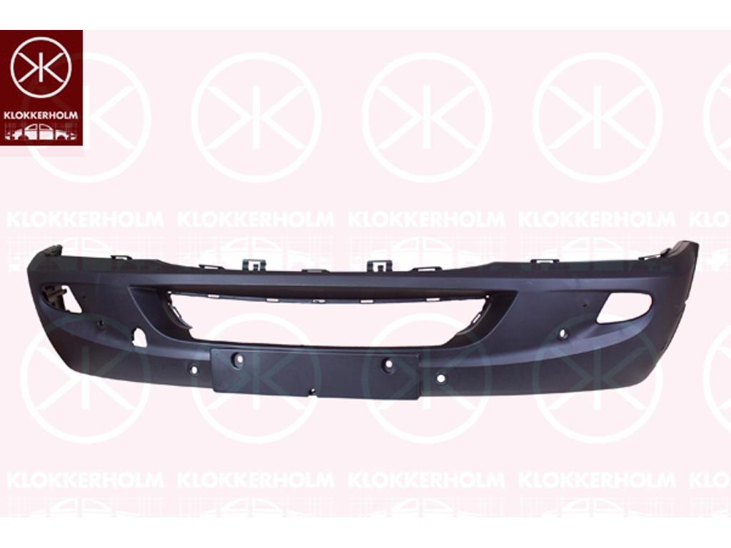 Bumper, Front, black, with hole(s) for fog lights, with hole(s) for park distance control