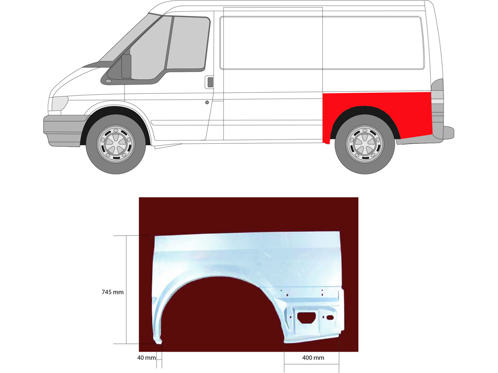 Quarter Panel, Wheel Arch Border, Left, Lower Section, Height [cm]: 75, Length [cm]: 127, Axle Distance [mm]: 2933