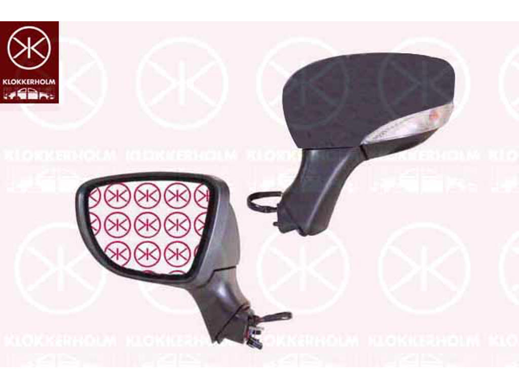 Exterior Mirror, Left, for electric mirror adjustment, with indicator, Number of pins: 7, black, Heatable, Aspherical