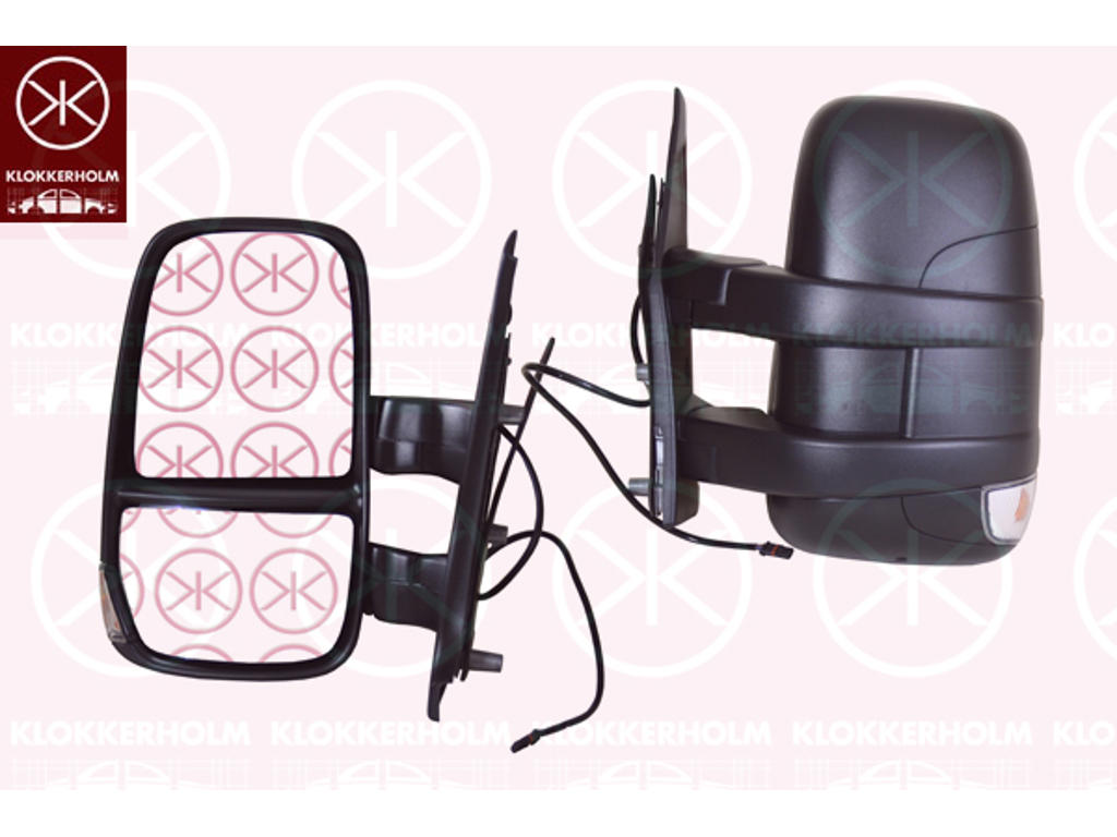 Exterior Mirror, with aerial, with indicator, Short mirror arm, Convex, Right, for manual mirror adjustment