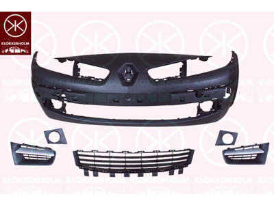 Bumper, Front, Full Body Section, w/primer, with hole(s) for fog lights, silver