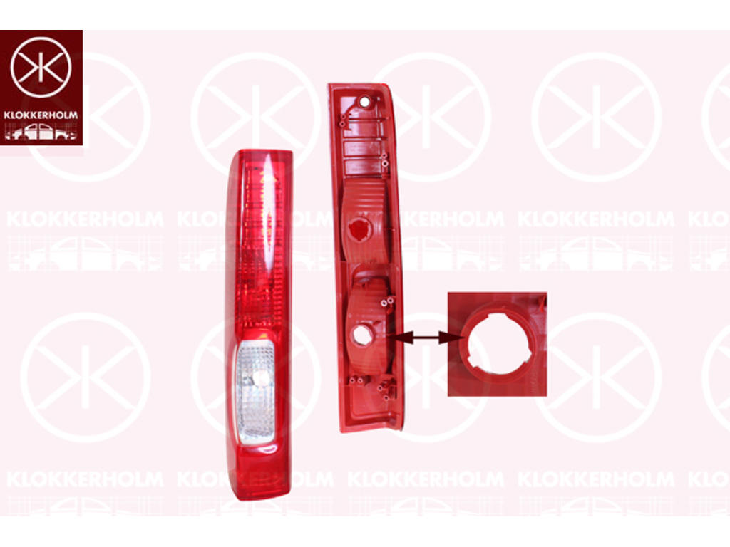 Tail Light Assembly, without bulb holder, white/red, Left, Valeo-type