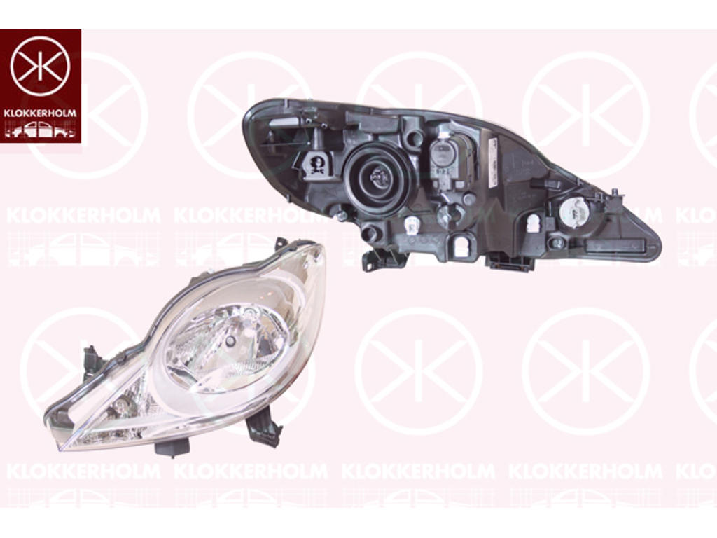 Headlight, H4, with motor for headlamp levelling, Valeo, Right, Illuminance [lx]: 17.5