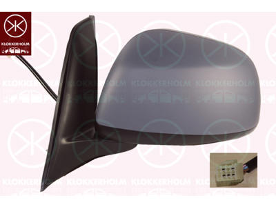 Exterior Mirror, w/primer, for electric mirror adjustment, Convex, Heatable, Left, Connector Shape: angular, Number of pins: 5
