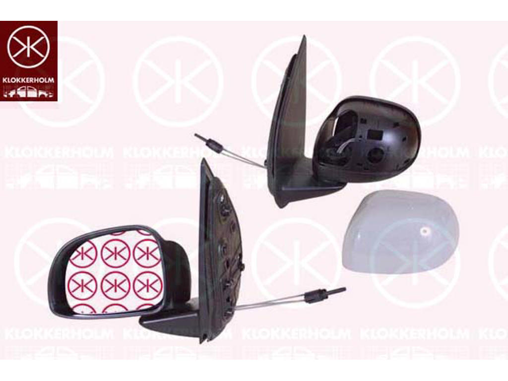 Exterior Mirror, Left, Control: cable pull, w/primer, Convex