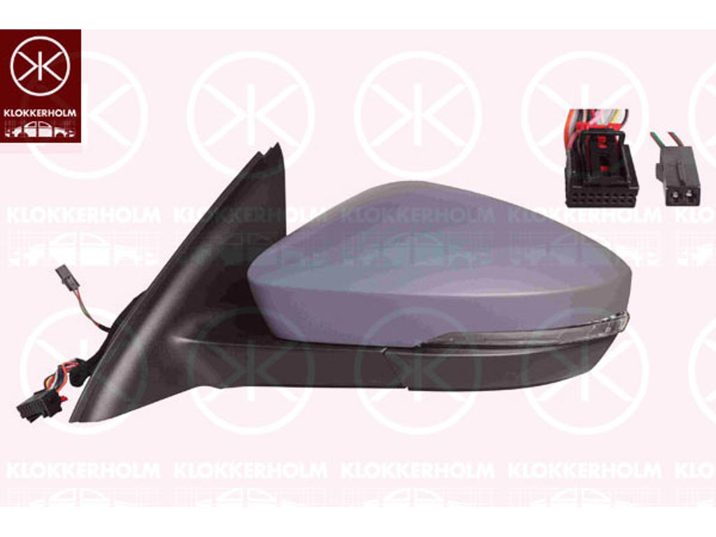 Exterior Mirror, Left, for vehicles with lane keeping assist, Electronically foldable, Number of pins: 11, Number of pins: 2, with indicator, w/primer, Heatable