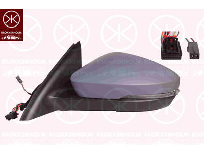 Exterior Mirror, Left, for vehicles with lane keeping assist, Electronically foldable, Number of pins: 11, Number of pins: 2, with indicator, w/primer, Heatable