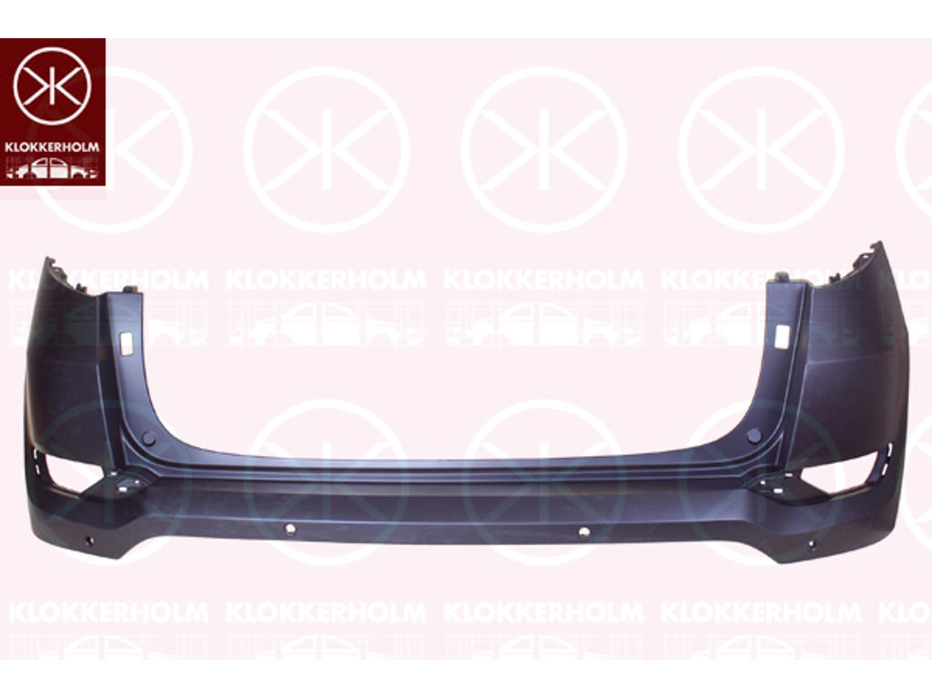 Bumper, w/primer, Rear, with hole(s) for park distance control, Number of bores: 4