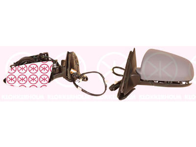 Exterior Mirror, Left, for electric mirror adjustment, Number of pins: 7, Heatable, Aspherical, w/primer