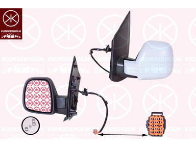 Exterior Mirror, Left, for electric mirror adjustment, Electronically foldable, Heatable blind spot mirror, Number of pins: 9, Left-/right-hand drive vehicles: for left-hand/right-hand drive vehicles, w/primer, Convex
