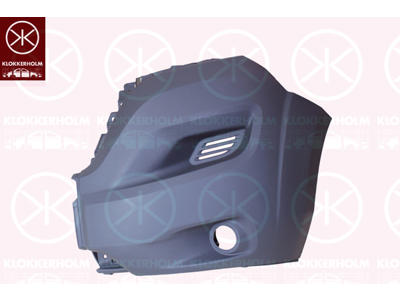 Bumper, grey, Left Front, with hole(s) for fog lights, Outer section