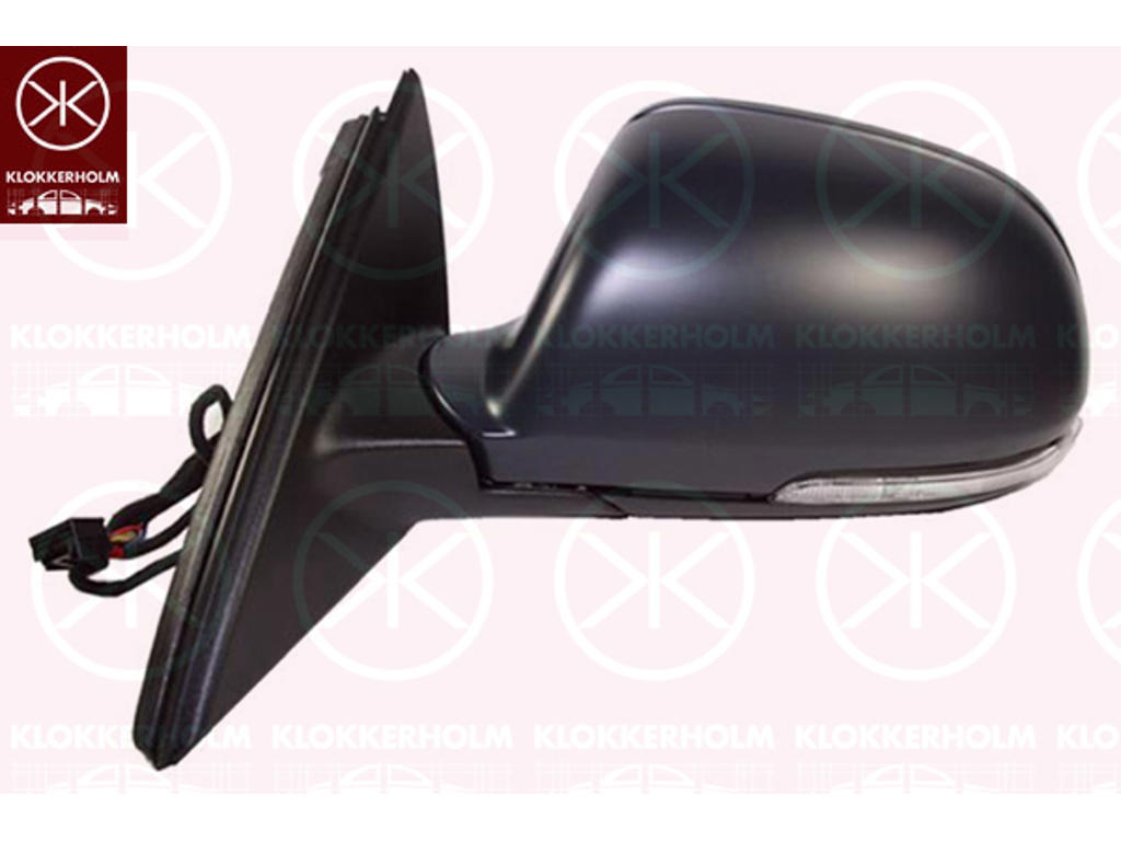 Exterior Mirror, Right, for electric mirror adjustment, Number of pins: 9, Electronically foldable, with indicator, with reading light, Heatable, w/primer, Convex