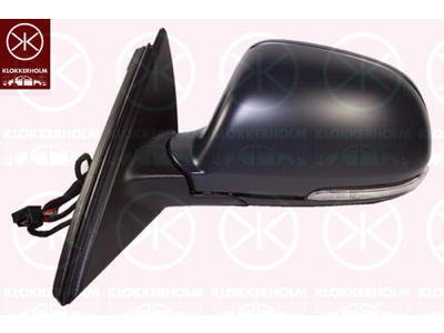Exterior Mirror, Left, for electric mirror adjustment, Number of pins: 9, Electronically foldable, with indicator, with reading light, Heatable, w/primer, Aspherical