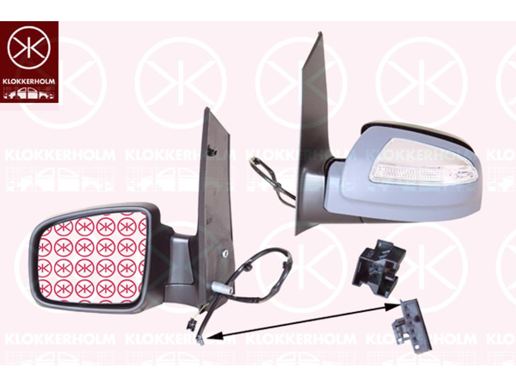 Exterior Mirror, Left, for electric mirror adjustment, Number of pins: 6, with indicator, Heatable, Aspherical, w/primer