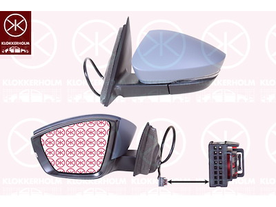 Buitenspiegel, Links, voor elek. spiegelverstelling, Aantal contacten: 6, Met knipperlamp, Te verwarmen, primer