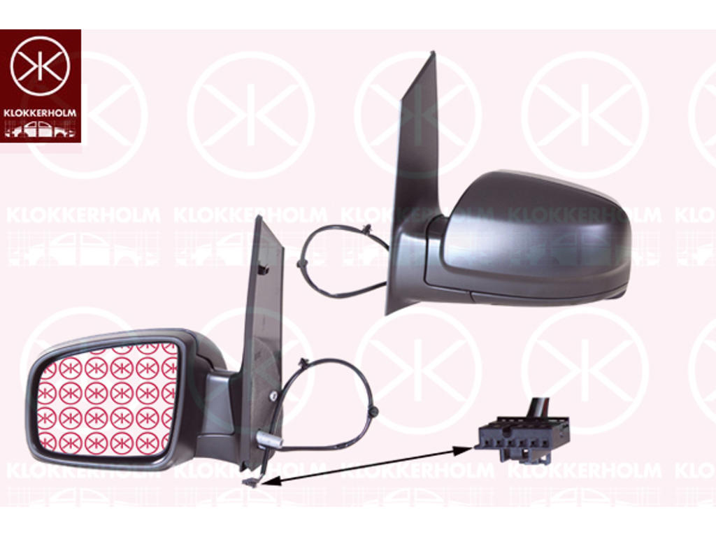 Exterior Mirror, Left, for electric mirror adjustment, Number of pins: 5, Heatable, Aspherical, black
