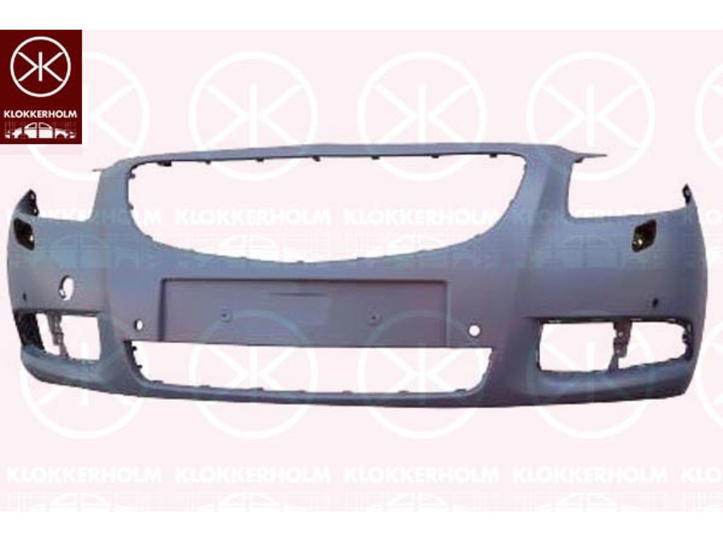 Bumper, Front, with hole(s) for washer nozzle, with hole(s) for park assist (parallel parking), Number of bores: 6, w/primer