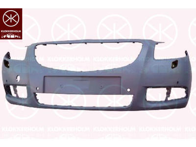 Bumper, Front, with hole(s) for washer nozzle, with hole(s) for park assist (parallel parking), Number of bores: 6, w/primer