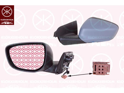 Exterior Mirror, Left, for electric mirror adjustment, Number of pins: 5, w/primer, Heatable, Convex