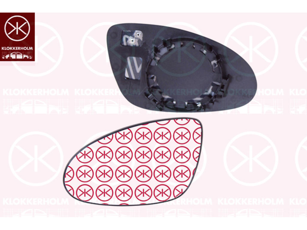 Mirror Glass, exterior mirror, Left, Heatable, Number of pins: 2, Aspherical