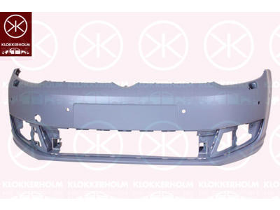 Bumper, Front, with hole(s) for washer nozzle, with hole(s) for park assist (parallel parking), Number of bores: 6, w/primer