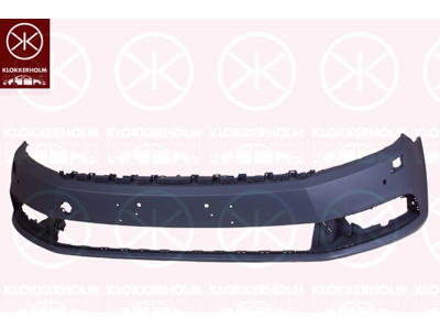 Bumper, Front, not for trim level: R-LINE, with hole(s) for park distance control, Number of bores: 2, with hole(s) for washer nozzle, w/primer