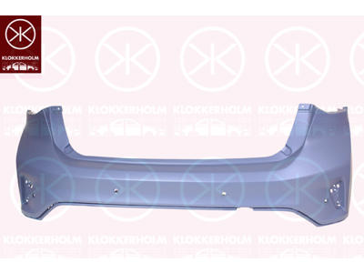 Bumper, w/primer, with hole(s) for park assist (parallel parking), Rear, Number of bores: 6
