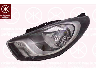 Headlight, H4, with motor for headlamp levelling, Right, Illuminance [lx]: 12.5, Housing Colour: black