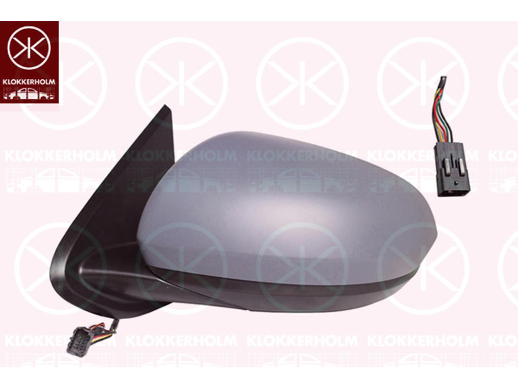 Exterior Mirror, Right, for electric mirror adjustment, Number of pins: 7, with temperature sensor, Heatable, Convex, w/primer