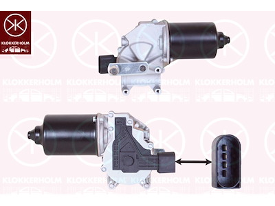 Vindrutetorkarmotor, Fram, Antal stickkontakter: 5, Spänning [V]: 12