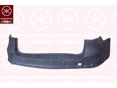 Bumper, with trim strip, with hole(s) for park distance control, Number of bores: 4, not for trim level: R-LINE, Rear, w/primer