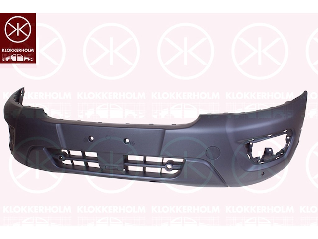 Bumper, for vehicles with blind spot assistant, Front, black, with hole(s) for park distance control, Lower Section, Number of bores: 4