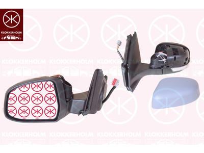 Exterior Mirror, Left, for electric mirror adjustment, Number of pins: 7, with reading light, with indicator, Heatable, Aspherical, w/primer