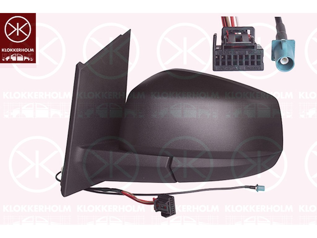 Außenspiegel, genarbt, links, für elektr.Spiegelverstellung, Anzahl der Steckkontakte: 5, mit Antenne, Fahrzeugausstattungslinie/-Variante: AM / FM1, beheizbar, konvex