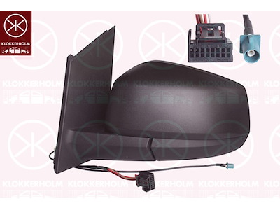 Exterior Mirror, Grained, Left, for electric mirror adjustment, Number of pins: 5, with aerial, Vehicle Equipment Line/Variant: AM / FM1, Heatable, Convex
