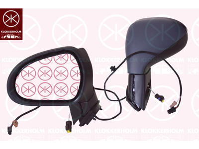 Exterior Mirror, w/primer, for electric mirror adjustment, Right, with hole for direction indicator, Convex
