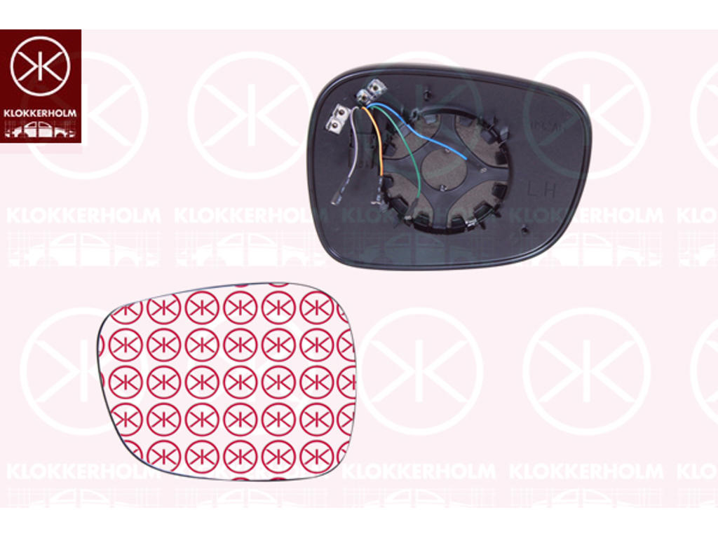 Mirror Glass, exterior mirror, Right, Number of pins: 4, Heatable, Aspherical