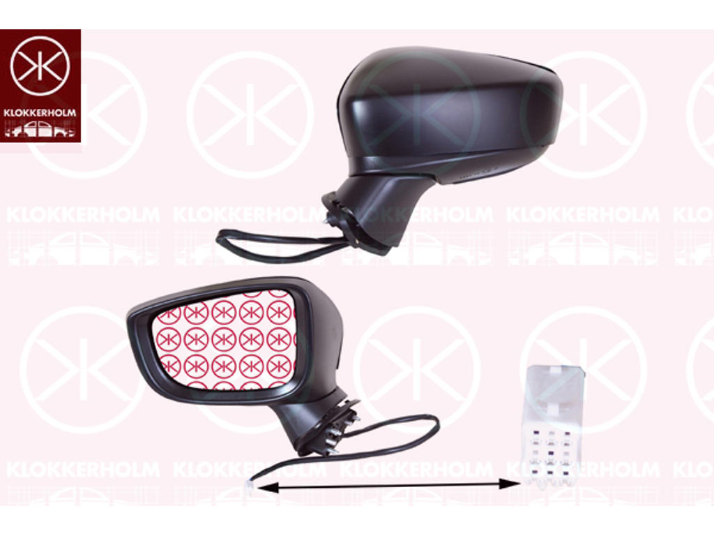 Exterior Mirror, Right, for electric mirror adjustment, Electronically foldable, Number of pins: 8, with indicator (LED), Heatable, Convex, w/primer