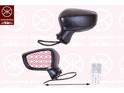 Exterior Mirror, Left, for electric mirror adjustment, Number of pins: 6, with indicator (LED), Heatable, Aspherical, w/primer