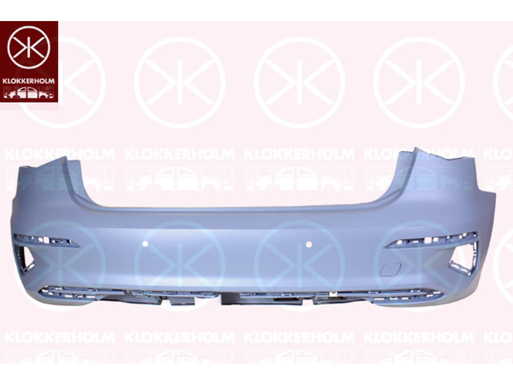 Bumper, w/primer, 5-drs, Rear, with hole(s) for park distance control, Number of bores: 4