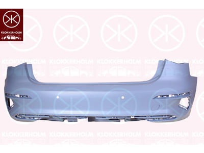 Bumper, w/primer, 5-drs, Rear, with hole(s) for park distance control, Number of bores: 4