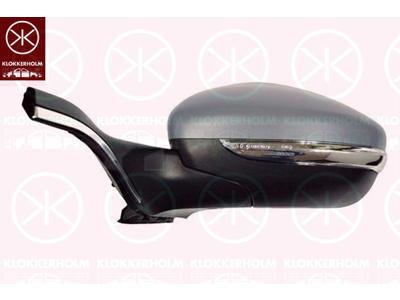 Exterior Mirror, Left, Electronically foldable, with trim strip, chrome, with indicator, Number of pins: 9, w/primer, Heatable, Convex