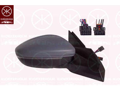 Exterior Mirror, Right, for vehicles with blind spot assistant, Electronically foldable, with thermo sensor, Number of pins: 10, Number of pins: 4, with indicator (LED), with reading light, w/primer, Heatable, Convex