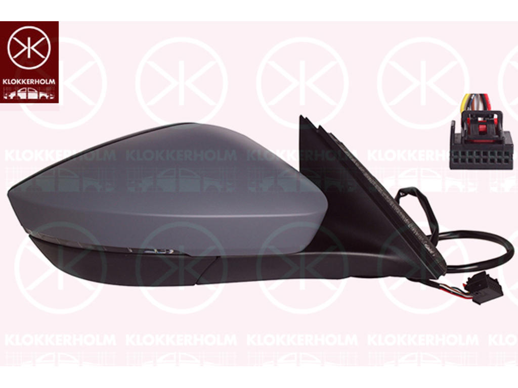 Exterior Mirror, Right, for electric mirror adjustment, Number of pins: 6, with indicator, Heatable, w/primer, Convex