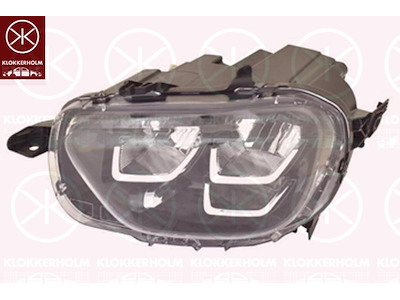 Huvudstrålkastare, LED, Vänster, med varselljus (LED), med stäämotor för lysviddsreglering