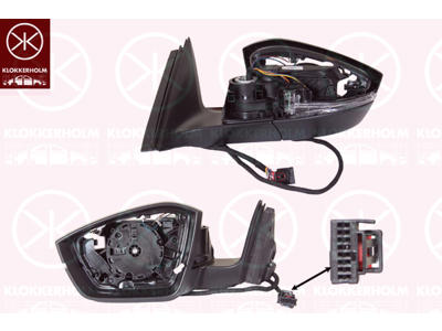 Exterior Mirror, Left, without mirror glass, Outer/Inner Mirror: Prepared for Automatic Dimming, Electronically foldable, with memory, Number of pins: 15, with indicator, with reading light